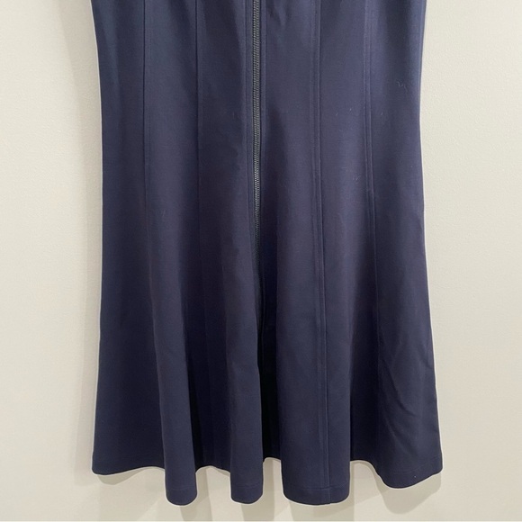 THEORY Bonbi Sleeveless Dress Zip Front Navy Blue Fit & Flare Flattering Size 6 - Picture 5 of 9
